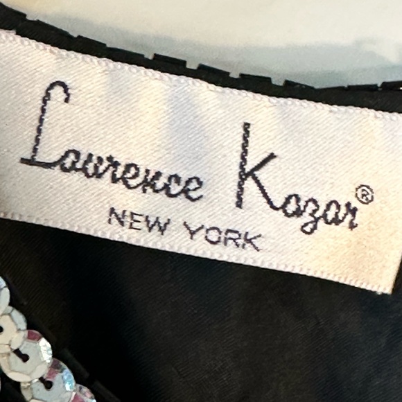 Vintage Laurence Kazar Beaded Sequin Embellished Silk Black&Silver Party Top,M/L - Picture 4 of 9